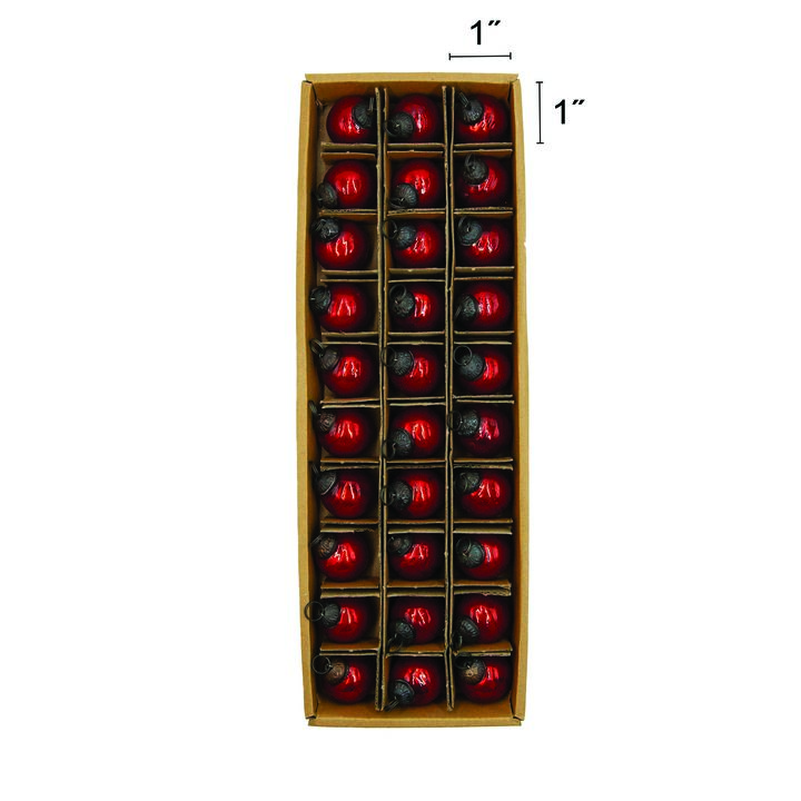 30-Piece Mercury Glass Ball Ornament Set, Red
