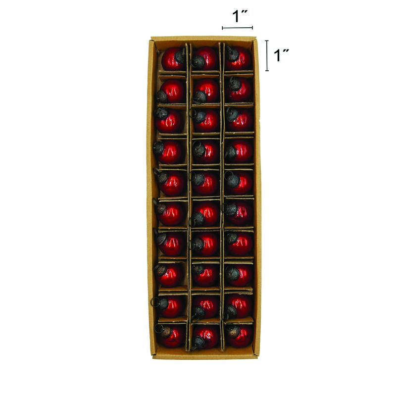 30-Piece Mercury Glass Ball Ornament Set, Red image number 1