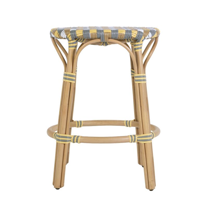 Butler Specialty Ballito 24 in. Seat Height Oval Rattan Counter Stool, Yellow and Brown image number 4