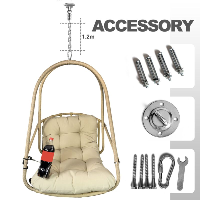 Wicker Rattan Swing Egg Chair without Stand image number 6