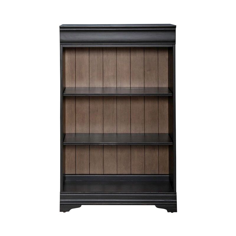 Liberty Furniture Meritage 48 Inch Bookcase for Home Office - Aged Charcoal w/ Rub Thru & Caramel image number 0