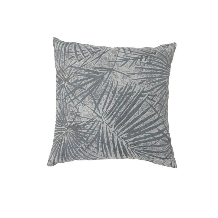 Contemporary Style Palm Leaves Designed Set of 2 Throw Pillows, Gray-Benzara