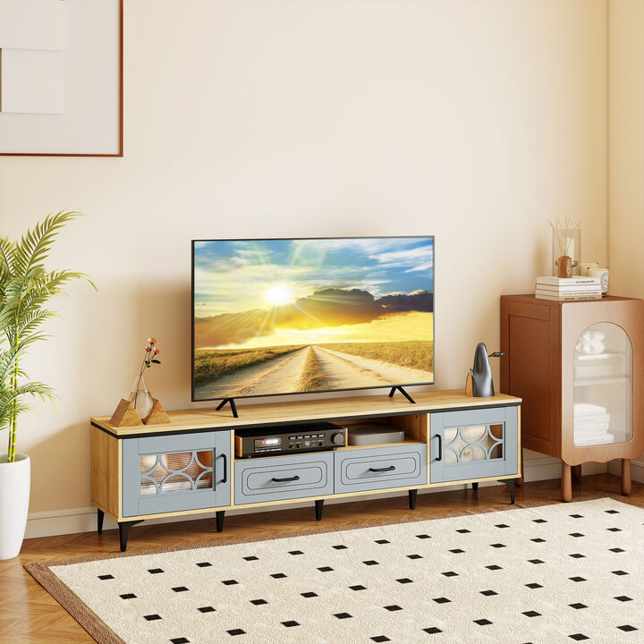 2-Drawer Farmhouse TV Stand for TV and Entertainment Setup