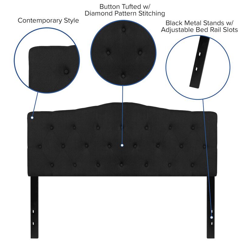 Flash Furniture Tufted Upholstered Queen Size Headboard in Black Fabric image number 2