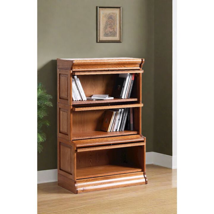 Crafters and Weavers Mission 3 Stack Oak Barrister Bookcase - Beveled Glass