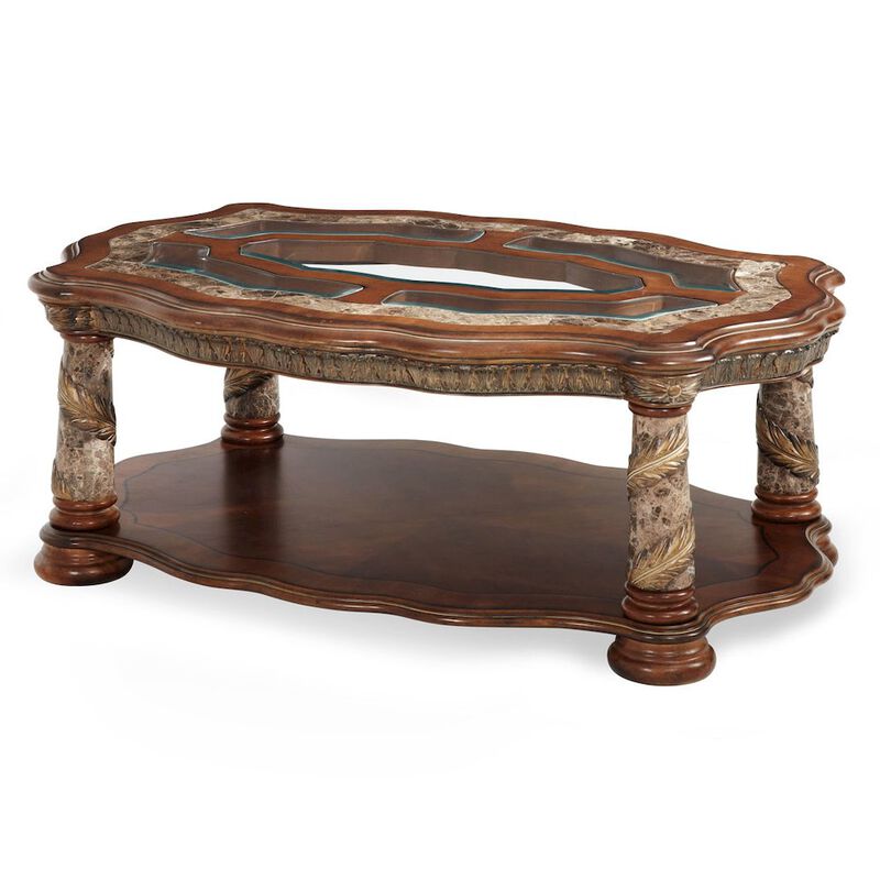 Michael Amini Villa Valencia Cocktail Table - Classic Chestnut