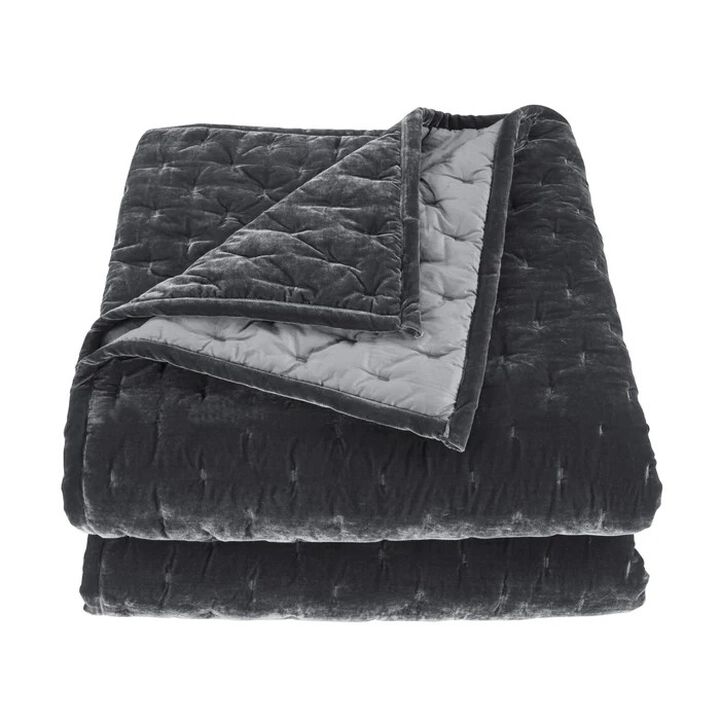 Stella Pintuck Slate Twin Quilt Set