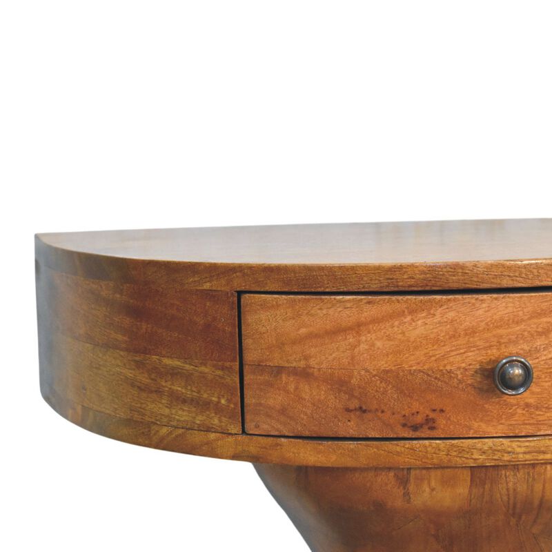 Artisan Furniture Solid Wood Pedestal Curved Bedside , Brown image number 4
