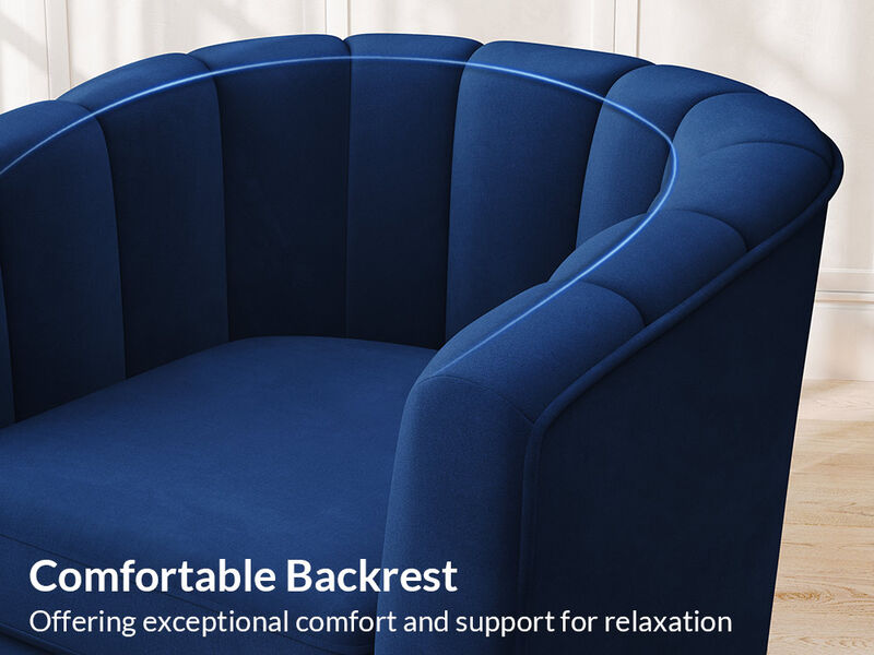 BELLEZE Swivel Accent Chair, Wide Modern Upholstered Armchair 360 Degree Swivel Comfy Single Sofa Side Chair for Living Room Bedroom Office - Zoe (Blue)