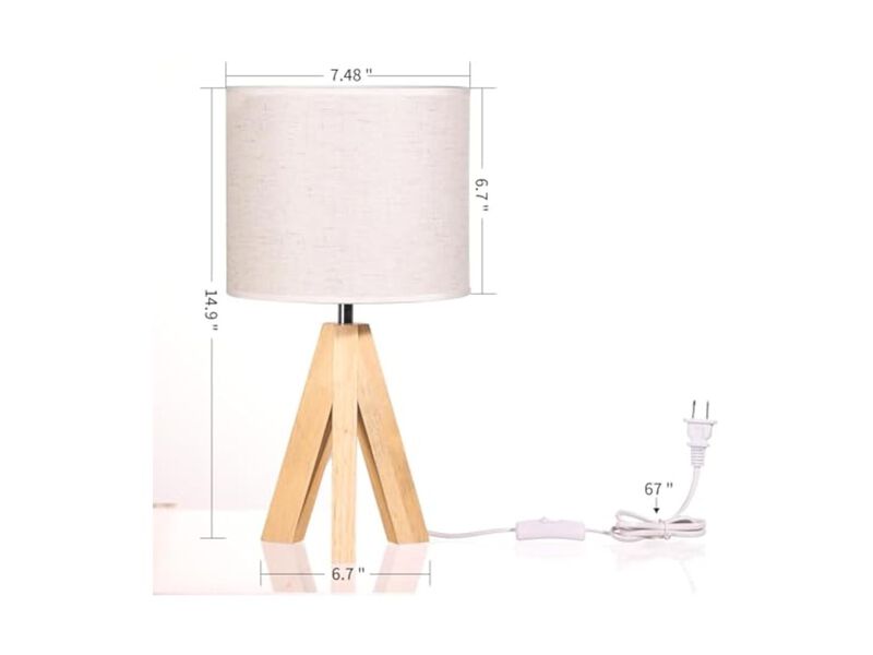 Wood Fabric Desk Lamp For Living Room Desk image number 2