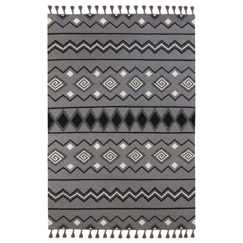 HomeRoots Wool Geometric Handmade Area Rug With Fringe image number 0