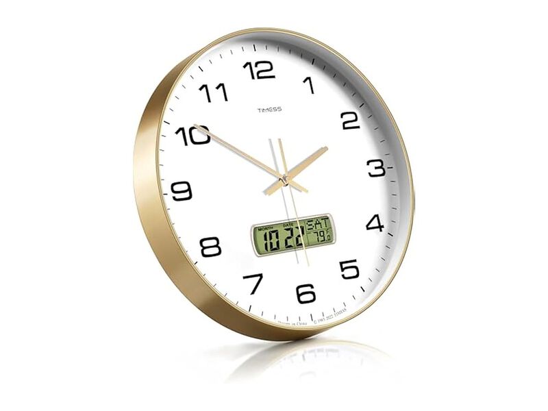 LCD Display Perpetual Calendar Temperature Wall Clock 10 Inch Silent Non Ticking image number 3