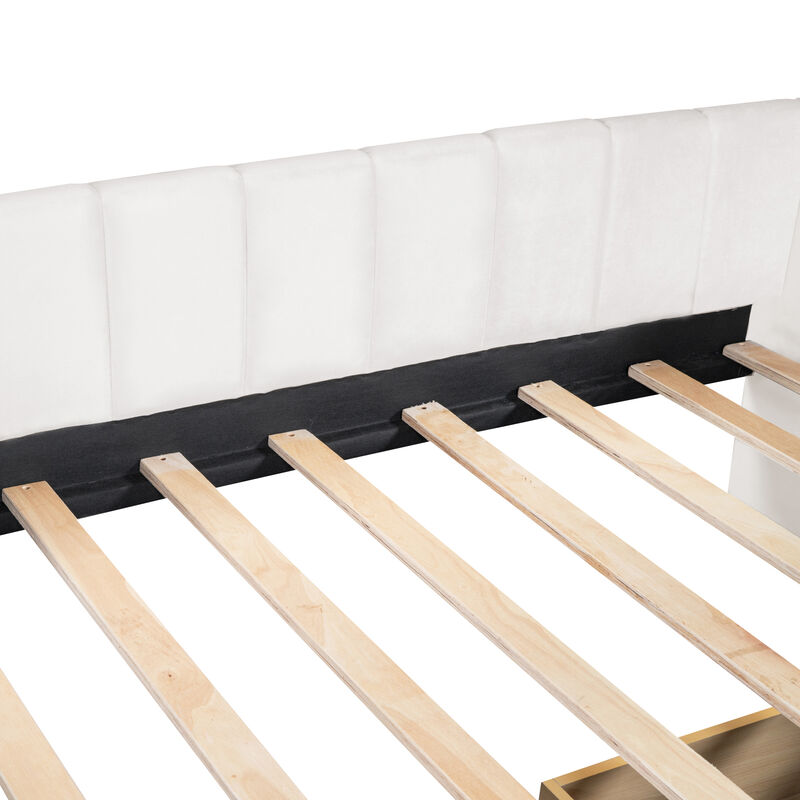 Merax Velvet Daybed with Backrest and 2 Drawers