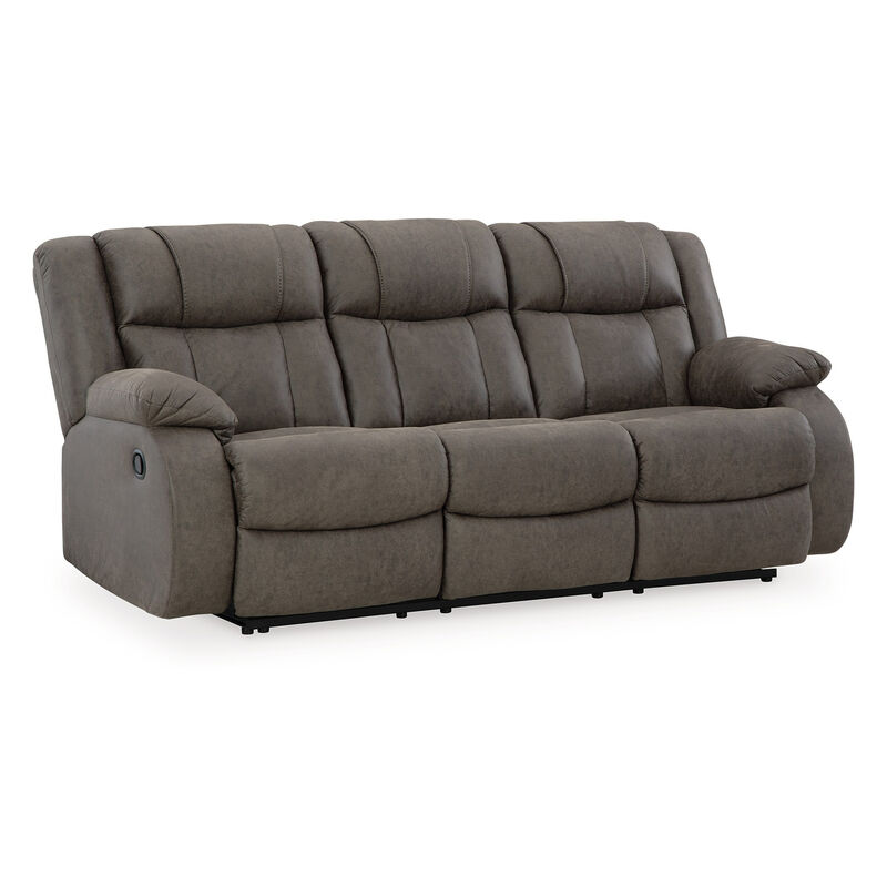 Perth Manual Recliner Sofa, Gray Contrast Stitch Faux Leather 86 Inch image number 3