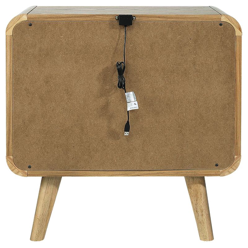 Ryb Nightstand with 2 Drawers, Curved Corners, Light Ash Wood 27 Inch image number 4
