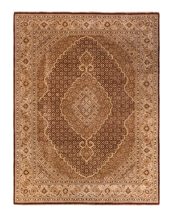 Eclectic, One-of-a-Kind Hand-Knotted Area Rug  - Brown, 9' 2" x 12' 1"