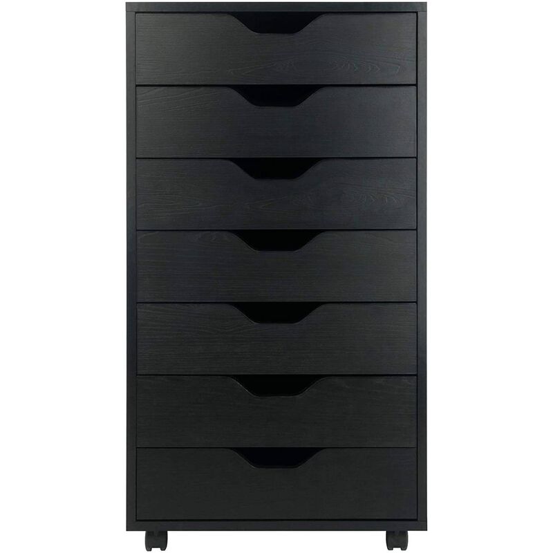 Hivvago Modern Scandinavian Style 7-Drawer Storage Cabinet Chest in Black Finish
