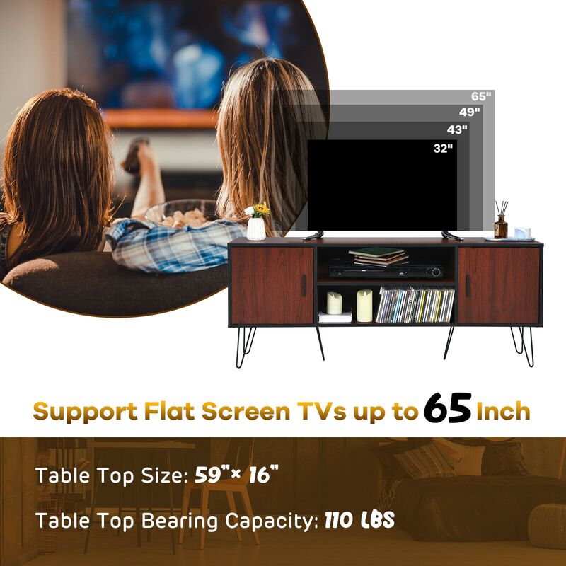Retro Wooden TV Stand for TVs up to 65 Inches