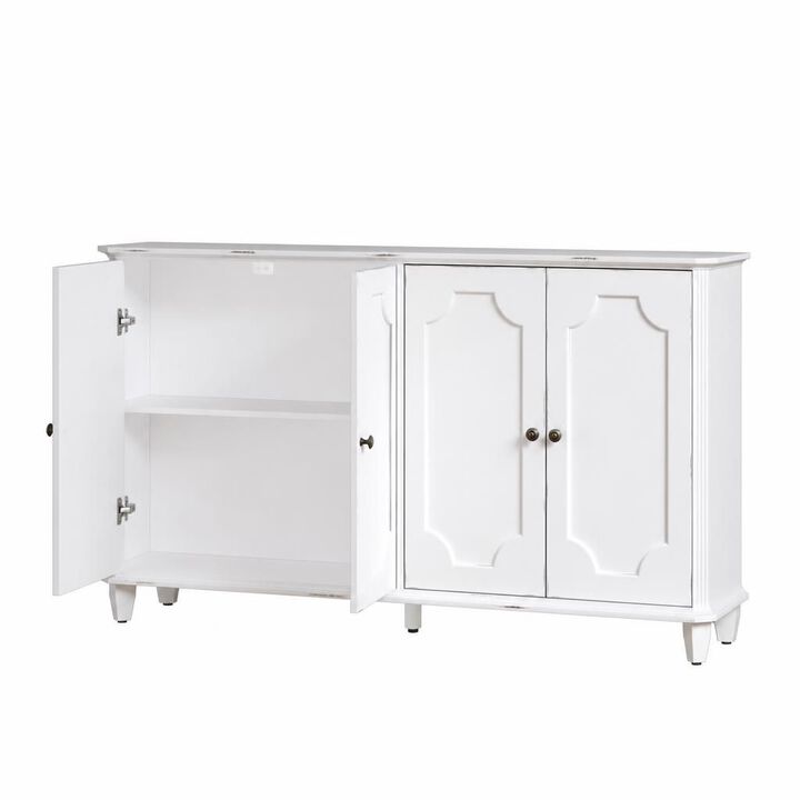 GOODSILO 63 Inch 4 Door Distressed Storage Sideboard Buffet Cabinet, Large Accent Console Credenza for Entryway Living Room