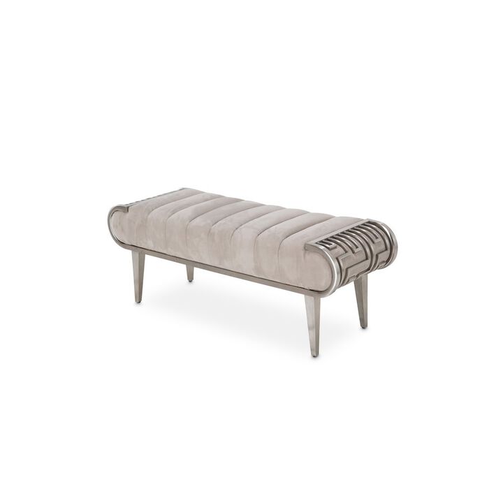 Michael Amini Roxbury Park Tufted Bench - Stainless Steel