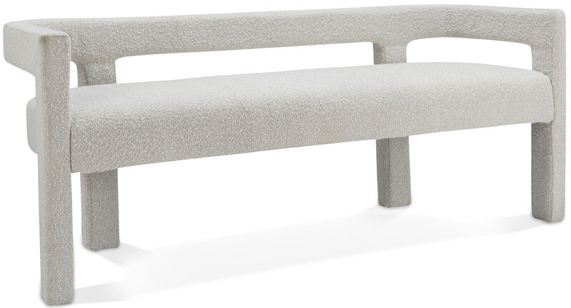 Meridian Furniture Athena Cream Boucle Fabric Bench image number 0