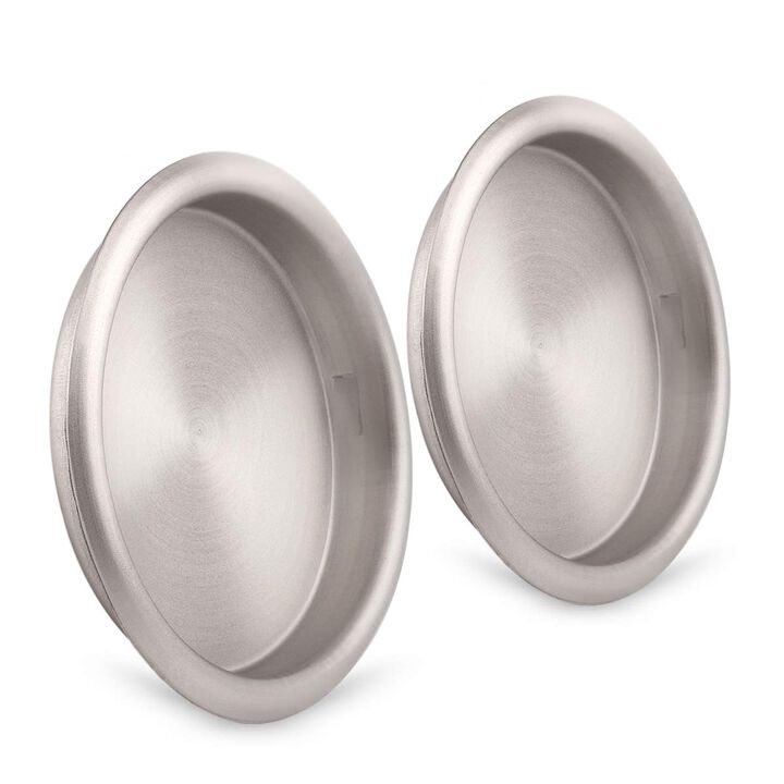 HOMOTEK Closet Door Finger Pull 2-1/8   , Easy Snap in Installation, Satin Nickel Finish, No Nail Require, Fits a 5/16   Depth x