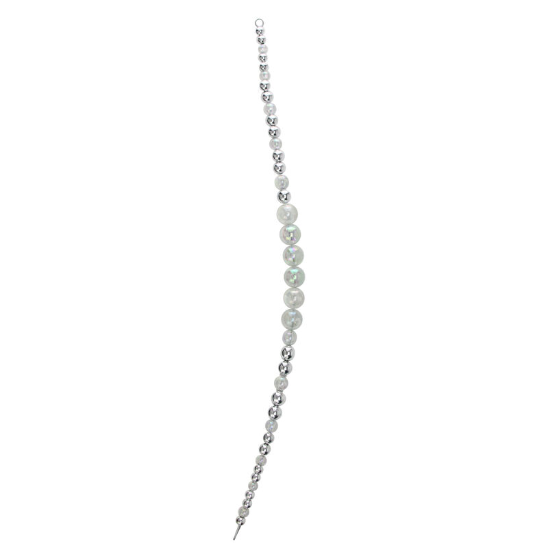 16" Clear and Silver  Beaded Circle Decorative Smooth Christmas Icicle Ornament image number 0