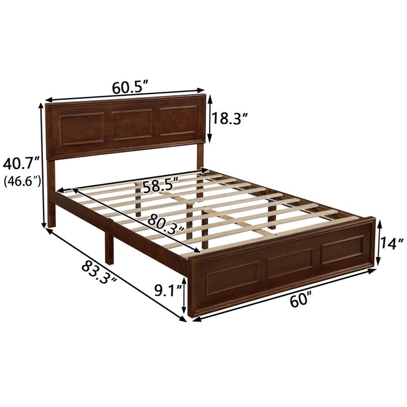 Pine Wood Farmhouse Platform Bed with Adjustable-Height Headboard image number 8