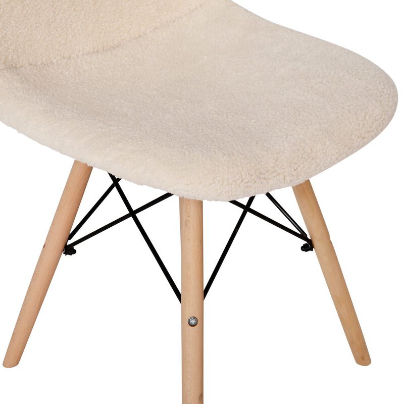 Flash Furniture Padded Armless Faux Shearling Accent Chair with Beechwood Legs in Off-White image number 8