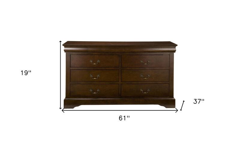 Solid Wood Six-Drawer Dresser for Bedroom Storage and Organization
