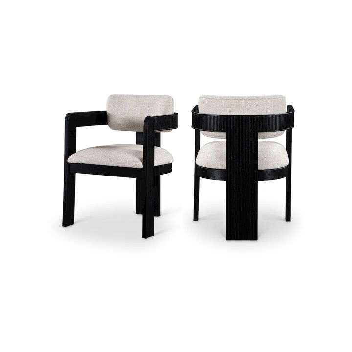 Meridian Furniture Sacha Beige Linen Textured Fabric Dining Chair, Set of 2