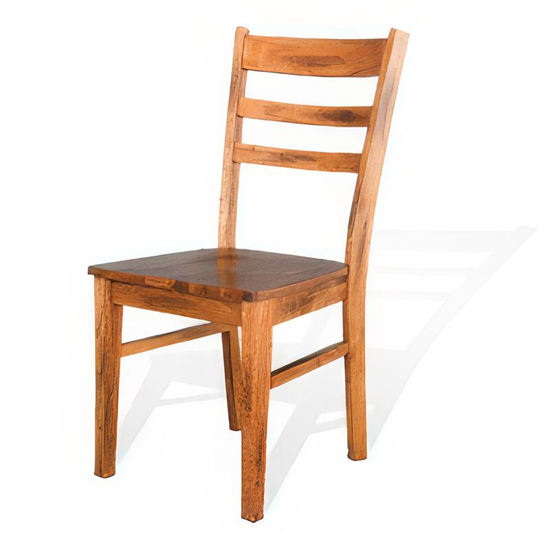 Marv Dining Chair Set of 2, Ladderback Design, Light Brown Mindi Wood - Benzara