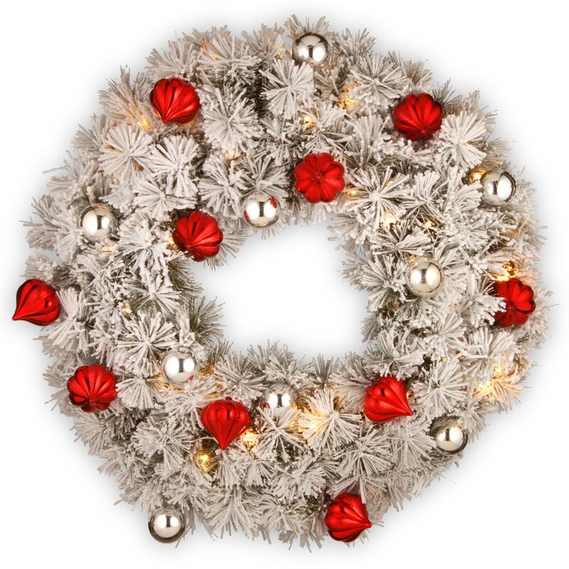 Pre-Lit Snowy Bristle Pine Artificial Christmas Wreath  30-Inch  Warm White Lights image number 5