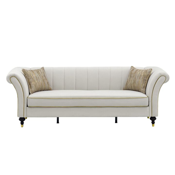Nixbix Velvet 3‑Seater Chesterfield Sofa