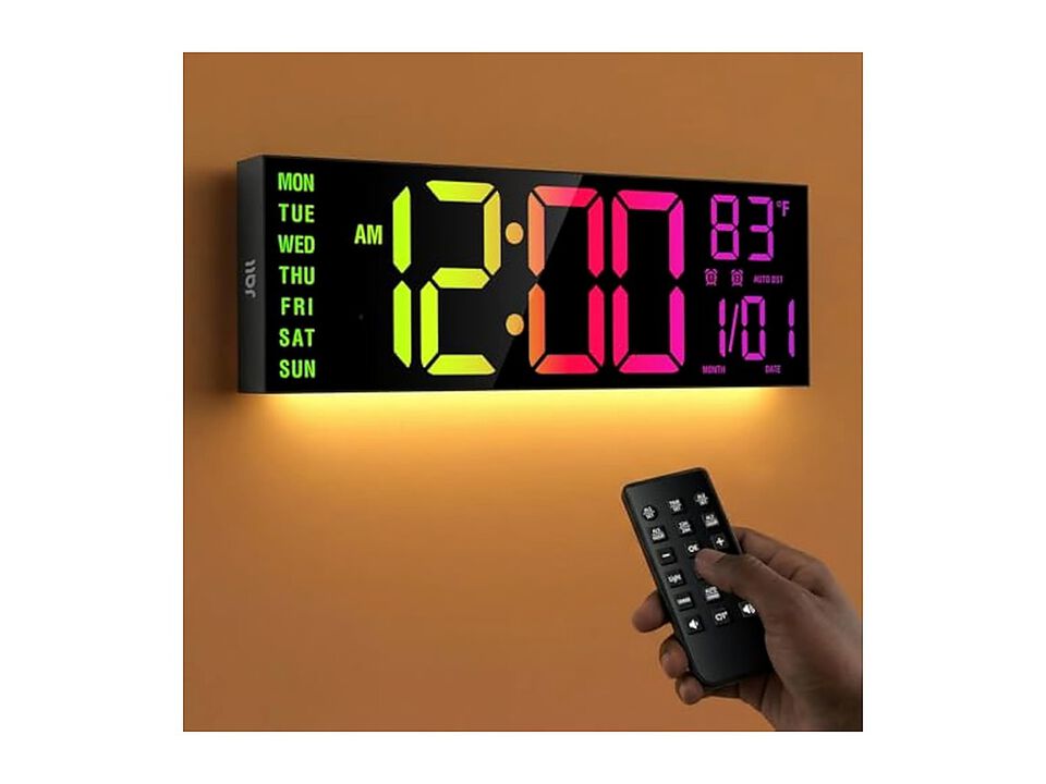 Digital Mount Count Down Timer Alarm Wall Clock 16 Inch Black Living Room Decor