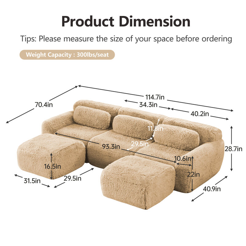 Ciltur U-shaped Boneless Sectional Sofa image number 9