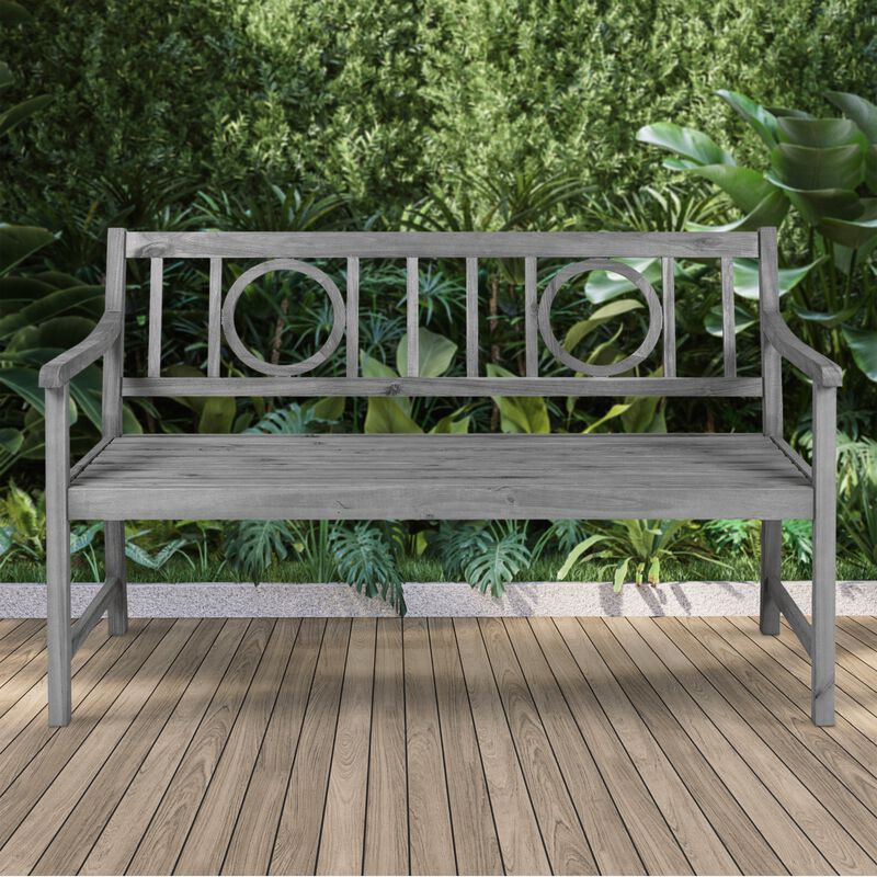 Apollo Circle Back Acacia Wood Outdoor Garden Patio Bench