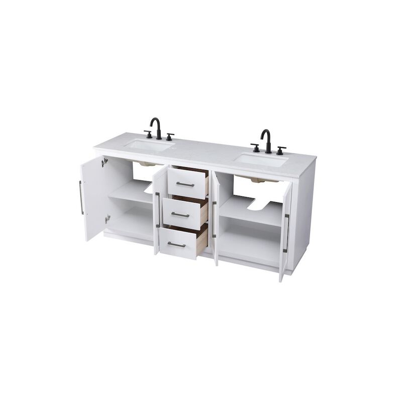 Elegant Kitchen and Bath 72 inch Double Bathroom Vanity in White