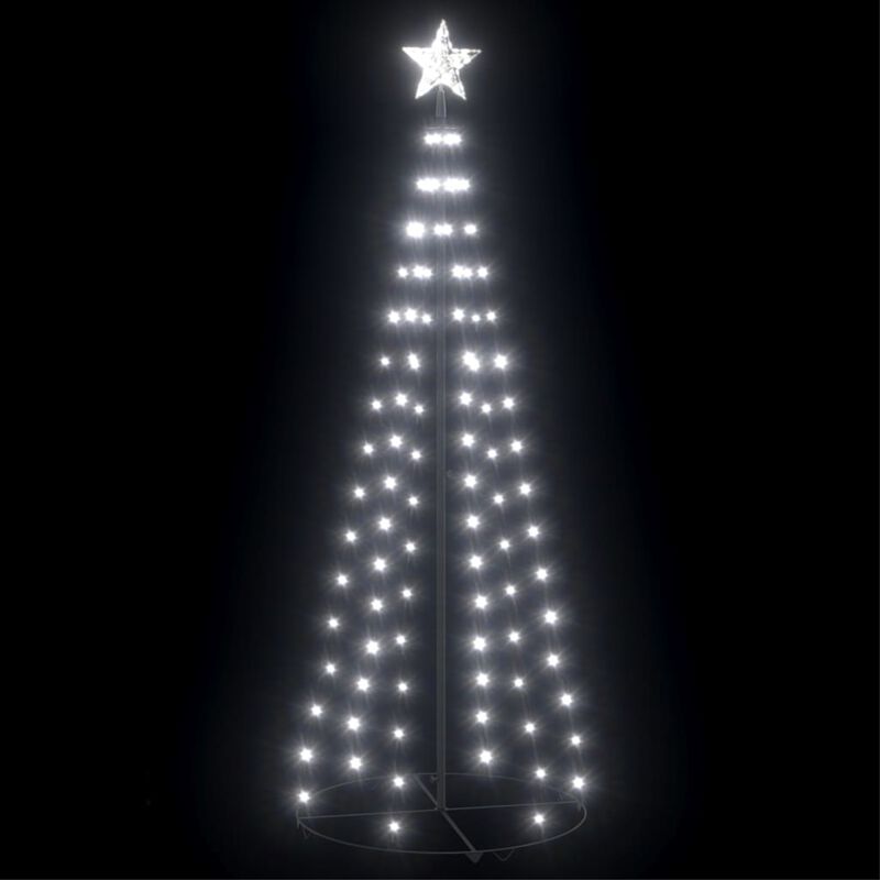 vidaXL Christmas Cone Tree Cold White 100 LEDs Decoration 27.6"x70.9"