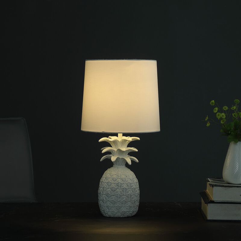 Hivvago 17" White Pineapple Table Lamp With White Empire Shade