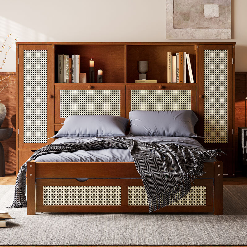 Merax Wooden Platform Bed with Storage Headboard