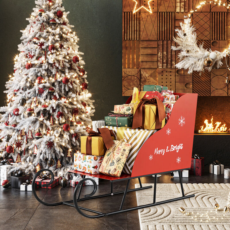 Christmas Santa Sleigh Basket with Metal Frame for Gift Storage and Decor image number 4