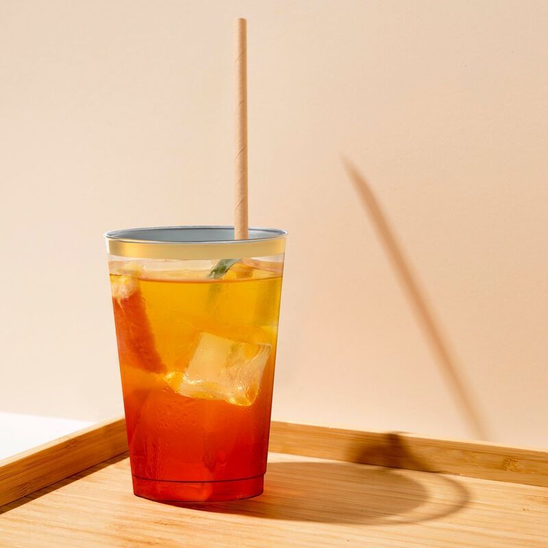 12 oz. Clear with Metallic Gold Rim Round Tumbler (240 Cups) image number 8