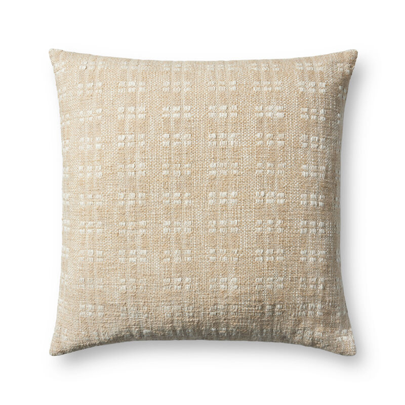 Bryn PMH0062 Beige 22''x22'' Polyester Pillow by Magnolia Home by Joanna Gaines x Loloi