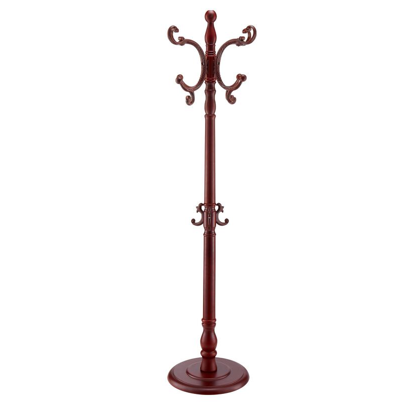 Entryway Wooden Coat Tree Rack with 11 Hooks for Coats Hats Bags image number 0