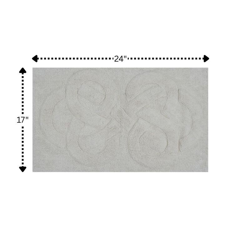 Knightsbridge Tuft Twisted 220 GSF Non Skid Back Bath Rug 17 x 24 - Ivory