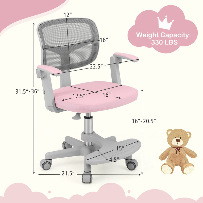 Adjustable Kids Desk Chair with Armrest and Footrest for Study image number 2