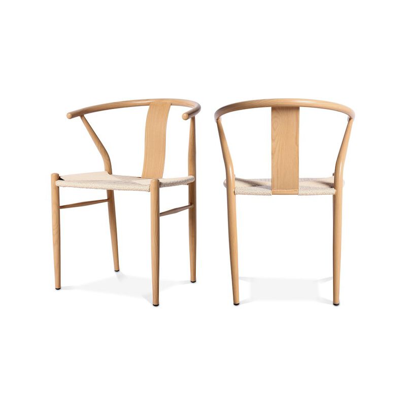 Meridian Furniture Beck Beige Hand Woven Rope Dining Chair, Set of 2