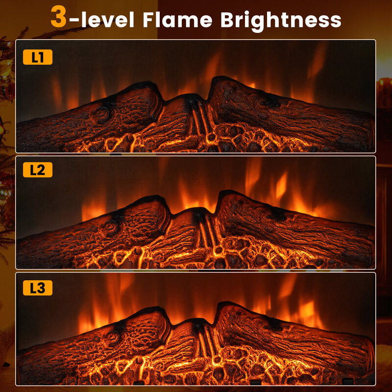 Electric Fireplace Inserted with Adjustable LED Flame