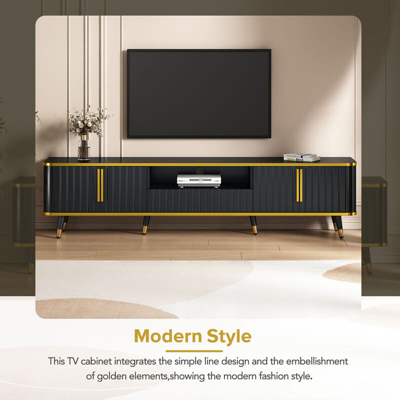Merax Luxury Minimalism TV Stand with Open Storage Shelf